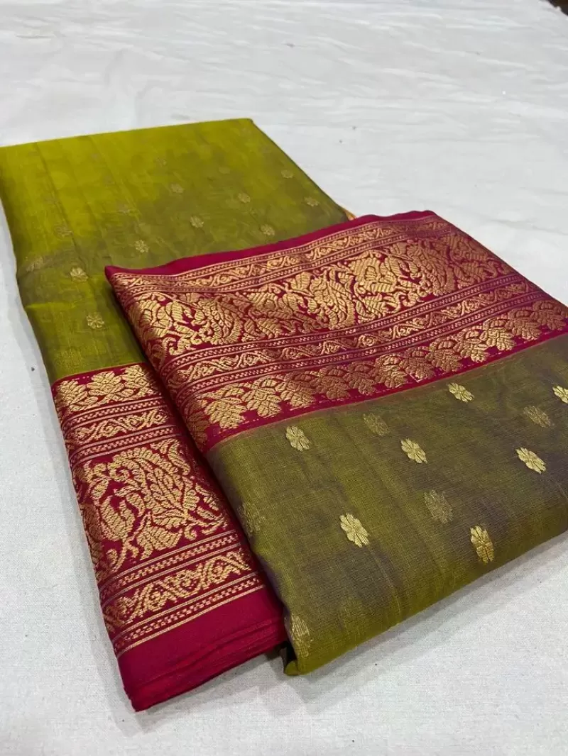 Chanderi silk saree with zari border