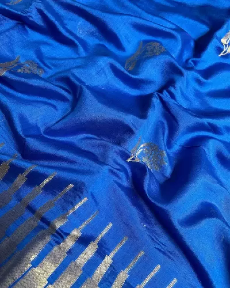 Chiniya Silk Blue Banarasi Sare