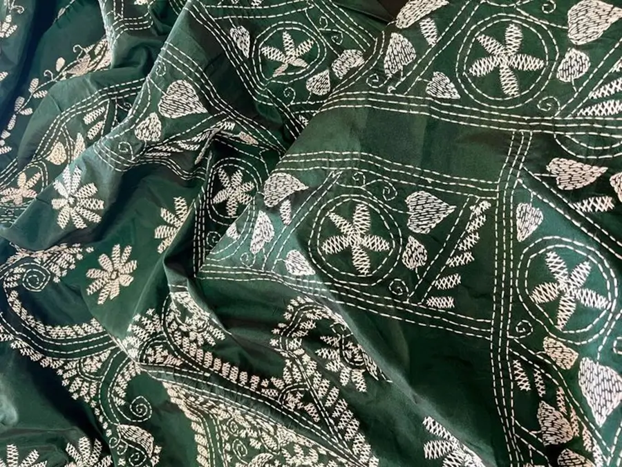 the art of kantha work sarees